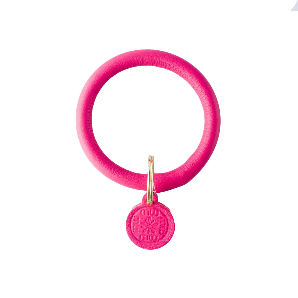Signature Leather Keyring Bracelet - Pink