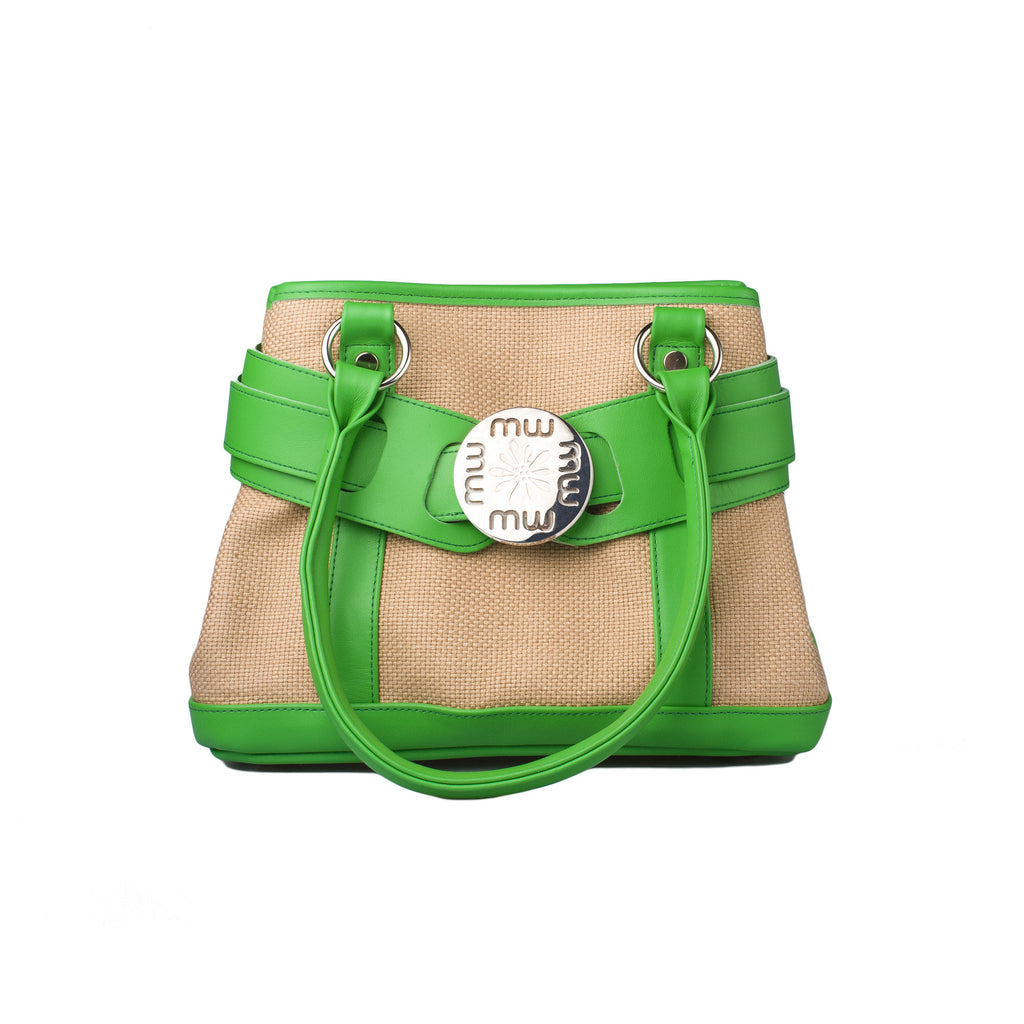 Small Burlap Handbag - Green